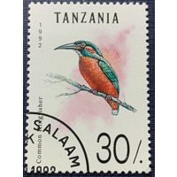 Марка Танзания 1992 Зимородок