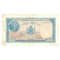 Румыния 5000 лей 1943 года. Дата 28 сентября. Состояние VF