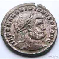 Римская империя, Максимиан Геркулий, АЕ крупный 28мм фоллис, серебрение!!!