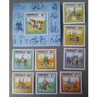 Монголия 1982 Блок и 8 марок велосипеды .
