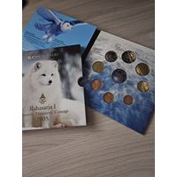 Финляндия 2005 год. 1, 2, 5, 10, 20, 50 евроцентов, 1, 2 евро. Официальный набор монет в буклете.