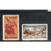 США-1974, (Мих.1160-1161) , ** , Рождество, и Новый год(полная серия)