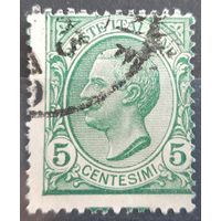1/3a: Италия - 1906 - стандартная марка - Король - Виктор Эммануил III, 5 чентезимо, водяной знак "корона", [Michel 78], гашеная, гашение "x.x.23"
