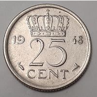 Нидерланды 25 центов, 1948 (15-7-4)