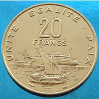 Джибути. 20 франков 1991 год КМ#24 "Корабль"Порт"