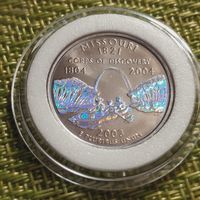 США 25 центов 2003 г ( Missouri плакировка , в капсуле )