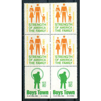 США, виньетки - 1980г. - boys town, семья - 6 марок - сцепка - MNH . Без МЦ!