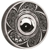 RARE Тувалу 1 доллар 2016г. "Вращающаяся монета на удачу. Четыре стихии. Инь и ян". Монета в подарочном футляре; номерной сертификат; коробка. СЕРЕБРО 31,135гр.(1 oz).