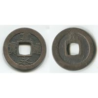 Япония. 1 мон (1741, метка G, бронза)