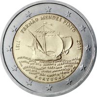 Португалия 2 евро, 2011 500 лет со дня рождения Фернана Мендеса Пинто UNC из ролла