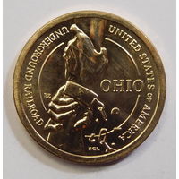 США 1 доллар 2023 Американские инновации Подземная железная дорога Огайо Двор D и Р 18-я монета в серии.
