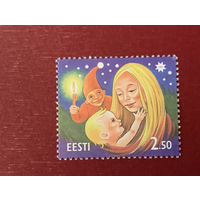 1996 Эстония Рождество Новый Год мать и дитя гном **