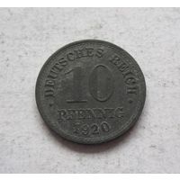 Германская империя 10 пфеннигов 1920 цинк