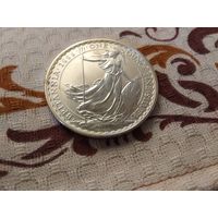 Серебро с золотым покрытием 0.958!!!  Великобритания 2 фунта, 2006 Стоящая Британия (Одна унция серебра)