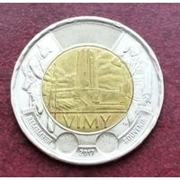 Канада 2 доллара, 2017 100 лет Битве при Вими