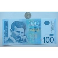 Werty71 Сербия 100 динаров 2013 аUNC банкнота Никола Тесла