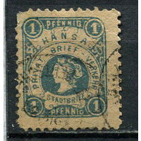 Германия - Дрезден (Ганза) - Местные марки - 1886 - Аллегория 1Pf - (есть тонкое место) - [Mi.3A] - 1 марка. Гашеная.  (Лот 69Dd)