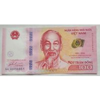 Вьетнам 100 донг 2016 г. 65 лет Национальному банку Вьетнама. Хо Ши Мин. Юбилейная