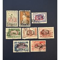 Греция 1946 год Стандарт Надпечатка Искусство Мифы Природа Серия 8 марок Mi:513,514a,516,519,522,526-528 Гашеные