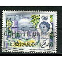 Британские колонии - Бермуды - 1962/1969 - Королева Елизавета II и архитеткутра 2Р - [Mi.163] - 1 марка. Гашеная.  (Лот 55AL)