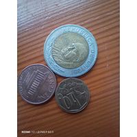 ЮАР 10 центов 2005, Чили 500 песо 2002, США 1 цент 1991 Д -55