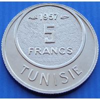 Тунис.  5 франков 1957 год  KM#277  Тираж: 4.000.000 шт