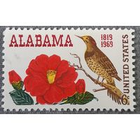 1969 США - 150-летие штата Алабама - Камелия и Северный Фликер (Woodpecker)