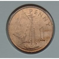Гамбия 1 пенни 1966 г. Корабль. Парусник. В холдере