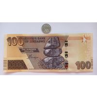 Werty71 Зимбабве 100 долларов 2020 UNC банкнота