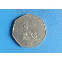 Великобритания 50 новых пенсов 1969 год королева Елизавета аллегория Британии