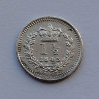 Великобритания 1 1/2 пенни, 1843