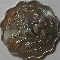 Свазиленд 20 центов 1981 FAO UNC