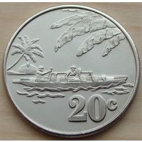 Токелау. 20 центов 2012 год  UC#5  "Полинезийцы плывут в каноэ"
