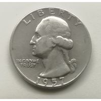 США 25 центов 1957 г серебро.