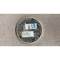 ГЕРМАНИЯ 2001 Памятная медаль "Банкнота 100 марок"из серии "прощание с маркой"  ПРУФ