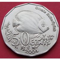 Кокосовые острова "Киллинг" 50 центов 2004 год X#14  "Рыба-бабочка"  Тираж: 25.000 шт