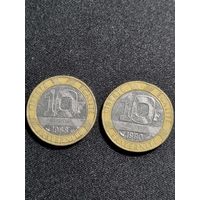 ФРАНЦИЯ 10 франков лот 2 шт 1988 1990