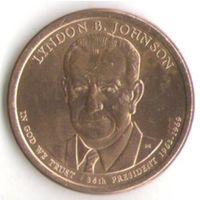 1 доллар США 2015 год 36-й Президент Линдон Джонс _состояние аUNC