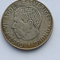1 крона 1954 года. Швеция. Серебро 400. Монета не чищена. 20