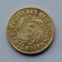 Германия - Веймарская республика 5 рентенфеннигов. 1924. G