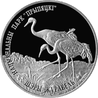 Серый журавль. Национальный парк "Припятский". 1 рубль. 2004 год