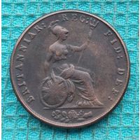 Великобритании 1/2 пенни 1851 года. Королева Виктория. Британия.