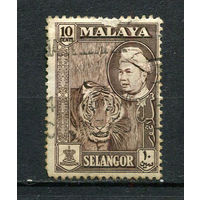 Малайские штаты - Селангор - 1961/1962 - Тигр 10С - (есть тонкое место) - [Mi.84a] - 1 марка. Гашеная.  (Лот 38CQ)