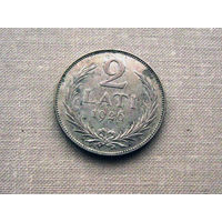Латвия 2 лата 1926 Серебро 835 10 г (по каталогу)