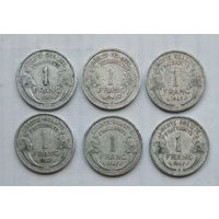 Франция 1 франк 1946 B, 1947, 1947 B гг. Цена за 1 шт.