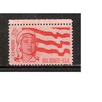 США-1962, (Мих.829) , * (без клея)  , Скауты, Девушки, Флаг(одиночка)