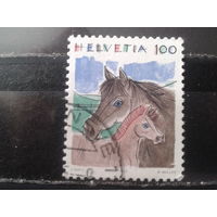 Швейцария 1993 Стандарт, лошади Михель-1,0 евро гаш