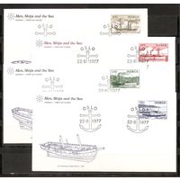КГ КПД Норвегия 1977 Корабли 4 конверта