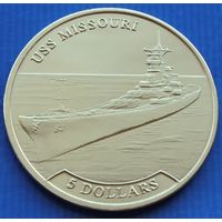 Науру. 5 долларов 2017 года  UC#107  "Корабли - USS Missouri"