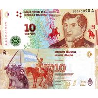 Аргентина 10 песо образца 2015 года UNC p360